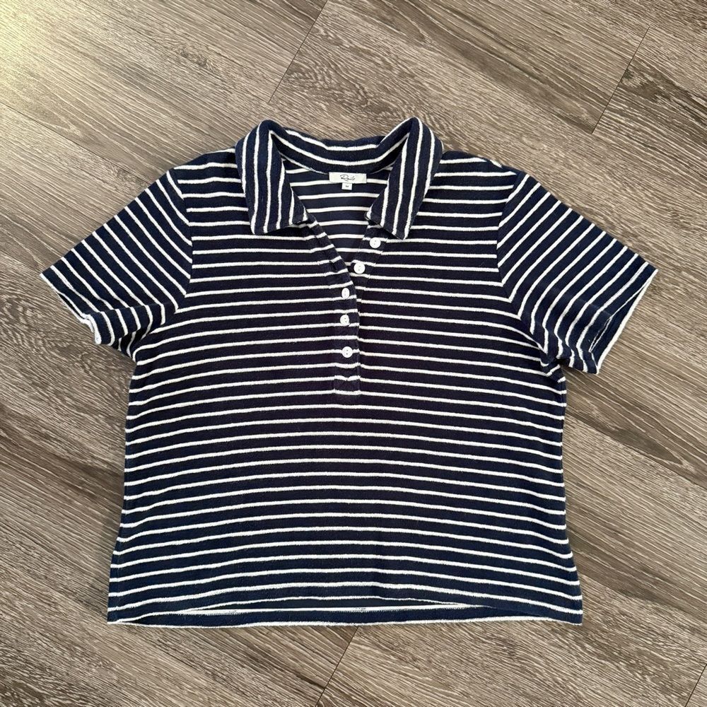 Rails Naveli striped cotton terry cloth polo shirt